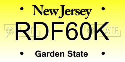 RDF60K New Jersey License Plate