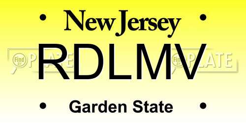 RDLMV New Jersey License Plate