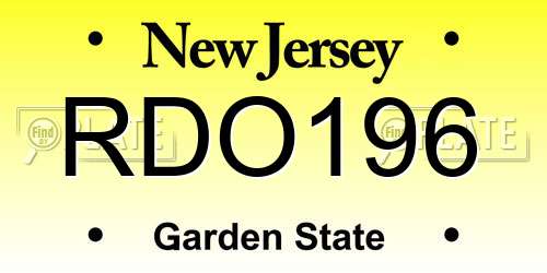 RDO196 New Jersey License Plate