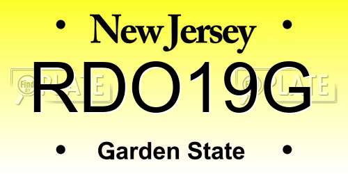 RDO19G New Jersey License Plate