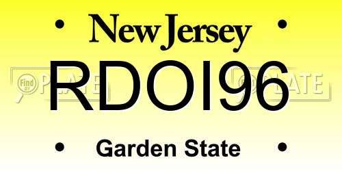 RDOI96 New Jersey License Plate