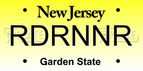RDRNNR New Jersey License Plate