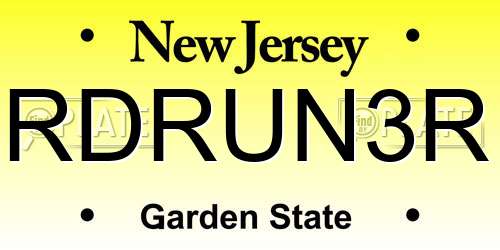 RDRUN3R New Jersey License Plate