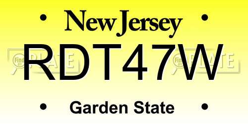 RDT47W New Jersey License Plate