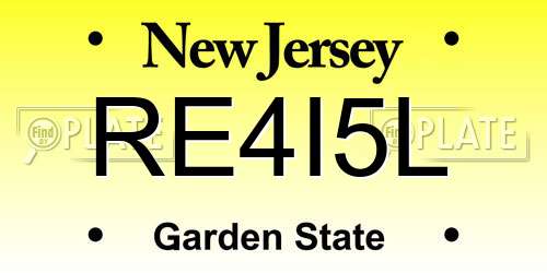 RE4I5L New Jersey License Plate