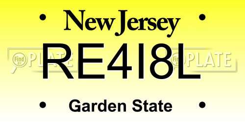 RE4I8L New Jersey License Plate