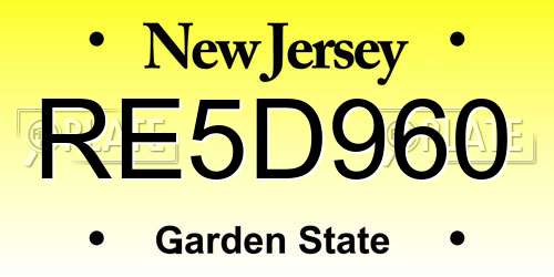 RE5D960 New Jersey License Plate