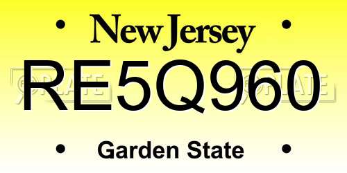 RE5Q960 New Jersey License Plate