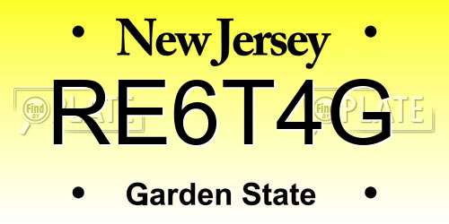 RE6T4G New Jersey License Plate