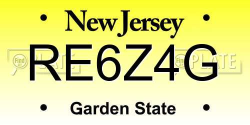 RE6Z4G New Jersey License Plate