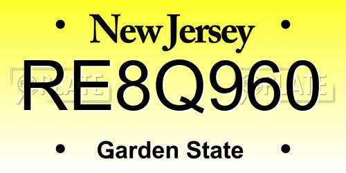 RE8Q960 New Jersey License Plate