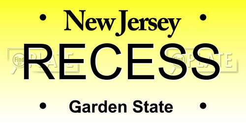 RECESS New Jersey License Plate