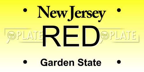 RED New Jersey License Plate