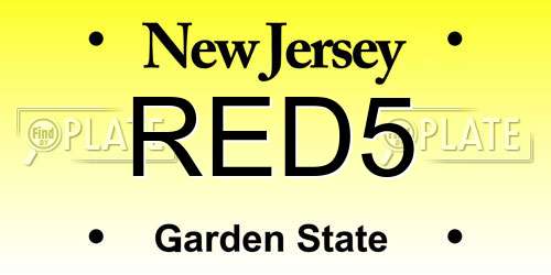 RED5 New Jersey License Plate