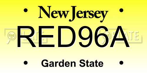 RED96A New Jersey License Plate