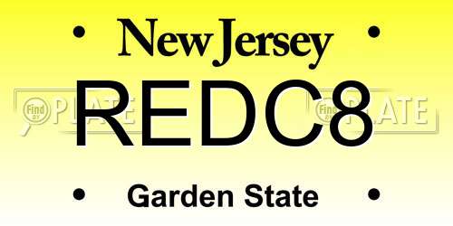 REDC8 New Jersey License Plate