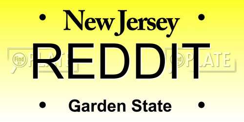 REDDIT New Jersey License Plate