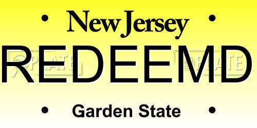 REDEEMD New Jersey License Plate
