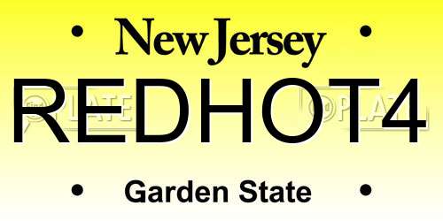 REDHOT4 New Jersey License Plate