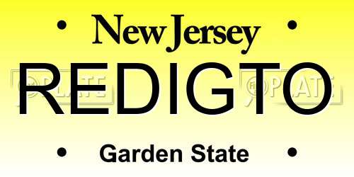 REDIGTO New Jersey License Plate