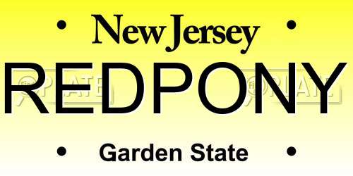 REDPONY New Jersey License Plate