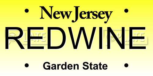 REDWINE New Jersey License Plate