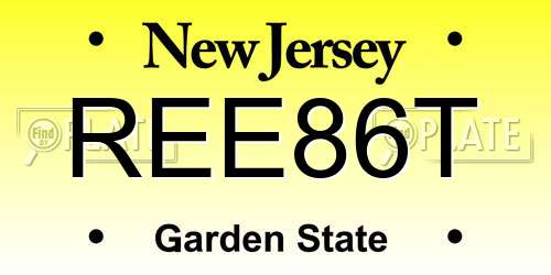 REE86T New Jersey License Plate