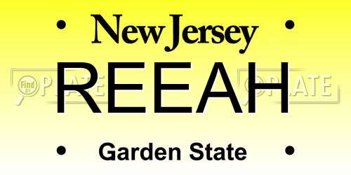 REEAH New Jersey License Plate