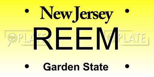 REEM New Jersey License Plate
