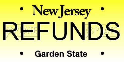 REFUNDS New Jersey License Plate