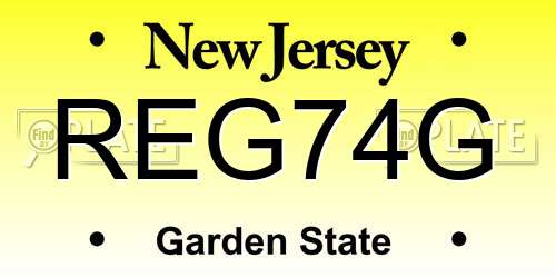 REG74G New Jersey License Plate