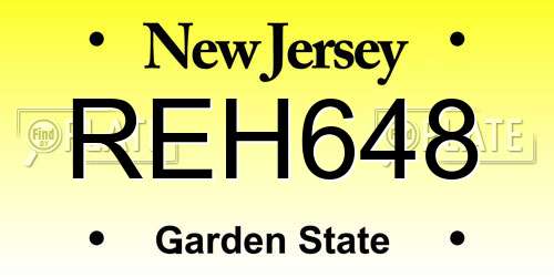 REH648 New Jersey License Plate