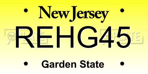 REHG45 New Jersey License Plate