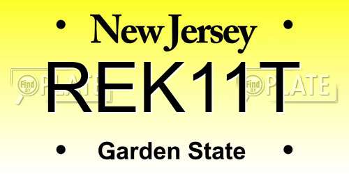 REK11T New Jersey License Plate