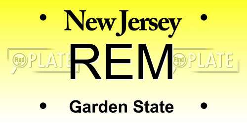 REM New Jersey License Plate