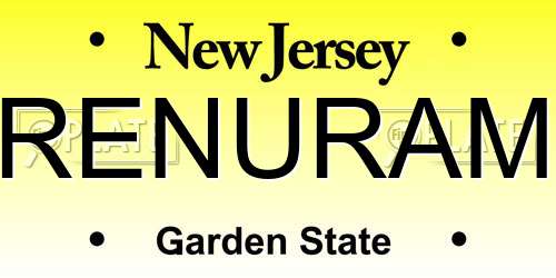 RENURAM New Jersey License Plate