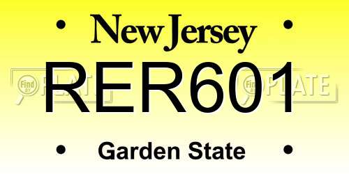 RER601 New Jersey License Plate