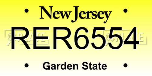 RER6554 New Jersey License Plate