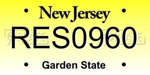 RES0960 New Jersey License Plate