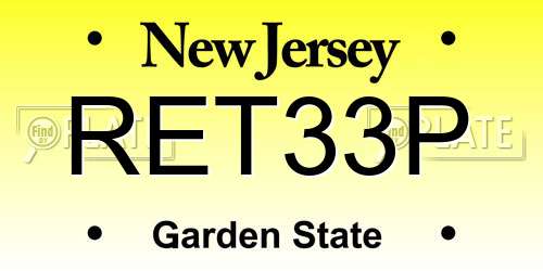 RET33P New Jersey License Plate