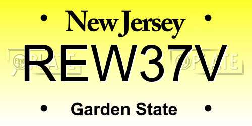 REW37V New Jersey License Plate