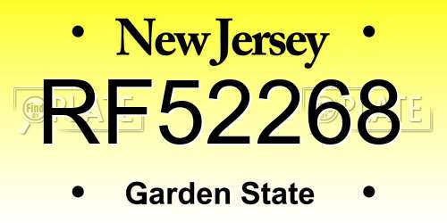 RF52268 New Jersey License Plate