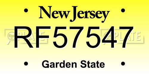 RF57547 New Jersey License Plate