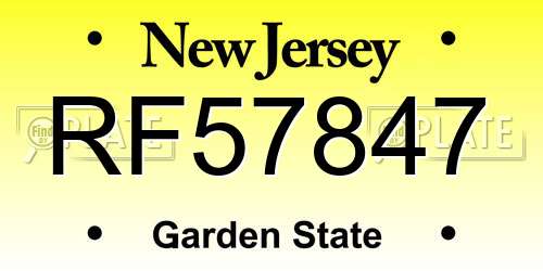 RF57847 New Jersey License Plate
