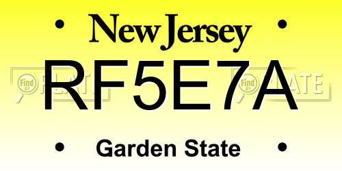 RF5E7A New Jersey License Plate