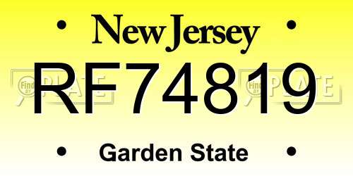 RF74819 New Jersey License Plate