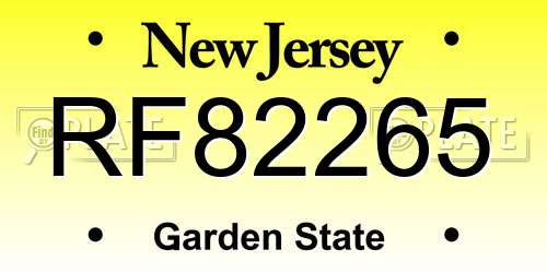 RF82265 New Jersey License Plate