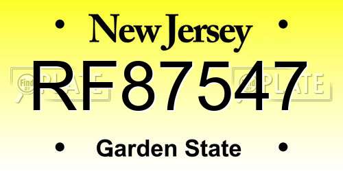 RF87547 New Jersey License Plate