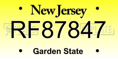 RF87847 New Jersey License Plate
