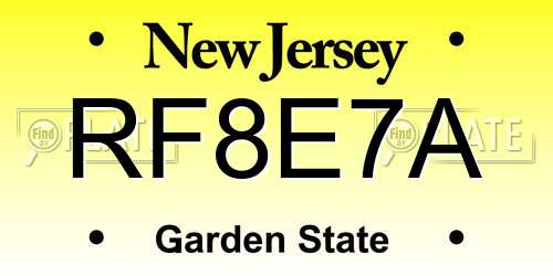 RF8E7A New Jersey License Plate